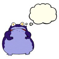 cartoon fat frog with thought bubble N6