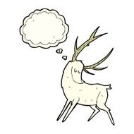 cartoon white stag with thought bubble N3