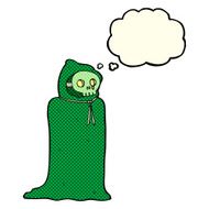 cartoon spooky halloween costume with thought bubble N10