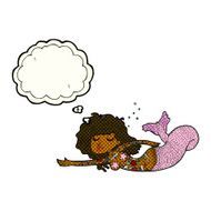 cartoon mermaid with tattoos thought bubble N5