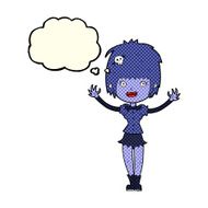 cartoon vampire girl with thought bubble N116