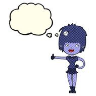 cartoon vampire girl giving thumbs up sign with thought bubble N12