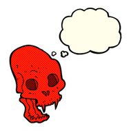 cartoon spooky vampire skull with thought bubble N6
