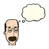 cartoon annoyed old man with thought bubble N35