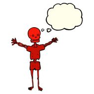 cartoon skeleton in clothes with thought bubble N6