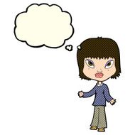 cartoon woman with open arms thought bubble N51