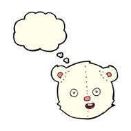 cartoon polar teddy bear head with thought bubble N3