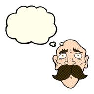 cartoon sad old man with thought bubble N12