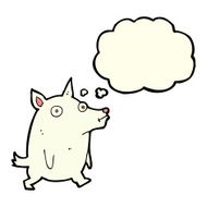 cartoon funny little dog with thought bubble N9