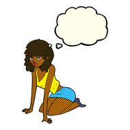 cartoon woman in sexy pose with thought bubble N10