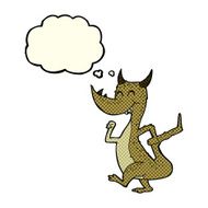 cartoon happy dragon with thought bubble N6