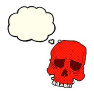 cartoon spooky skull with thought bubble N83