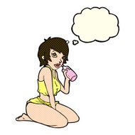 cartoon sexy gym girl with thought bubble N6