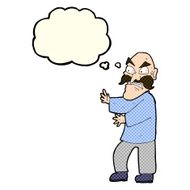 cartoon angry old man with thought bubble N70