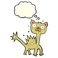 cartoon scared cat with thought bubble N3