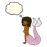 cartoon mermaid with thought bubble N35