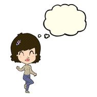 cartoon pretty woman dancing with thought bubble N12