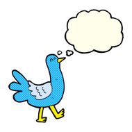 cartoon walking bird with thought bubble N11