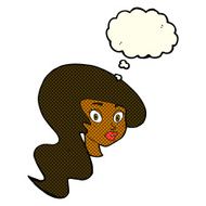 cartoon pretty female face with thought bubble N52