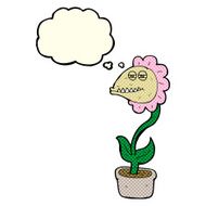 cartoon monster flower with thought bubble N6