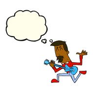 cartoon man playing electric guitar with thought bubble N12