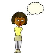 cartoon surprised woman with thought bubble N127