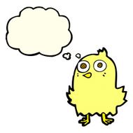 funny cartoon bird with thought bubble N65
