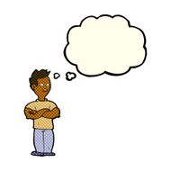 cartoon man with crossed arms thought bubble N15