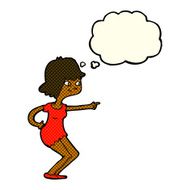 cartoon girl pointing with thought bubble N15