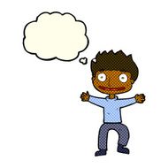 cartoon grinning boy with thought bubble N6