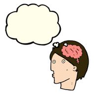 cartoon man with brain symbol thought bubble N12