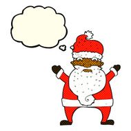 cartoon stressed out santa with thought bubble N6