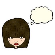cartoon staring woman with thought bubble N26