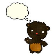 cartoon waving black bear cub with thought bubble N24