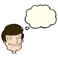cartoon grinning man with thought bubble N50