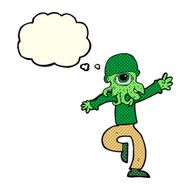 cartoon alien monster man with thought bubble N12