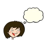 cartoon happy girl with thought bubble N48