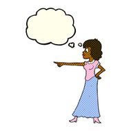 cartoon woman pointing finger with thought bubble N6