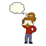 cartoon annoyed old man with thought bubble N36