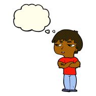 cartoon annoyed boy with thought bubble N22