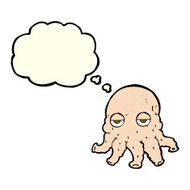 cartoon alien squid face with thought bubble N15