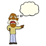 cartoon angry old man with thought bubble N71
