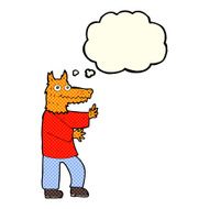 cartoon funny fox man with thought bubble N3