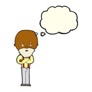 cartoon worried old man with thought bubble N11