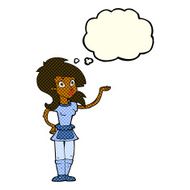 cartoon pretty waitress with thought bubble N6
