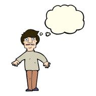 cartoon shocked man with thought bubble N58