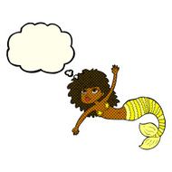 cartoon pretty mermaid with thought bubble N22