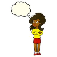 cartoon woman with folded arms thought bubble N15
