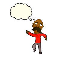 cartoon sad old man pointing with thought bubble N6