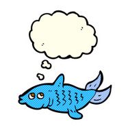 cartoon fish with thought bubble N45